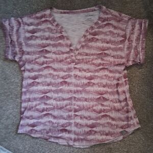 LL Bean Womens Red & White Top Size M Pet
